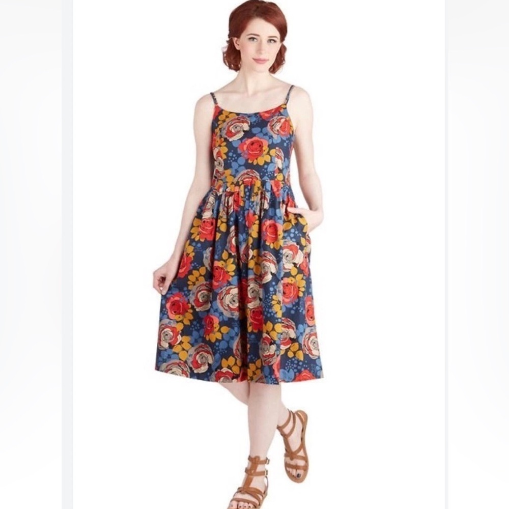 Bea & Dot  Modcloth Womens Belle Inspired Midi Swing Floral Dress cottagecore M